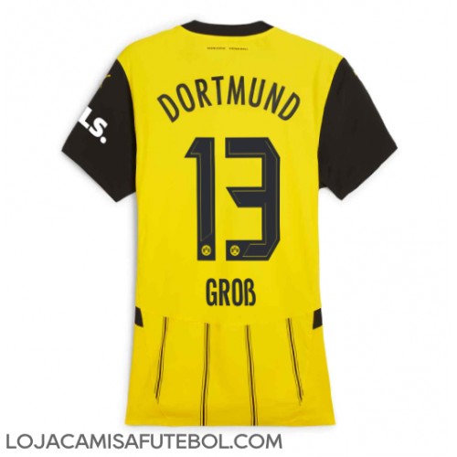 Camisa de Futebol Borussia Dortmund Pascal Gross #13 Equipamento Principal Mulheres 2024-25 Manga Curta